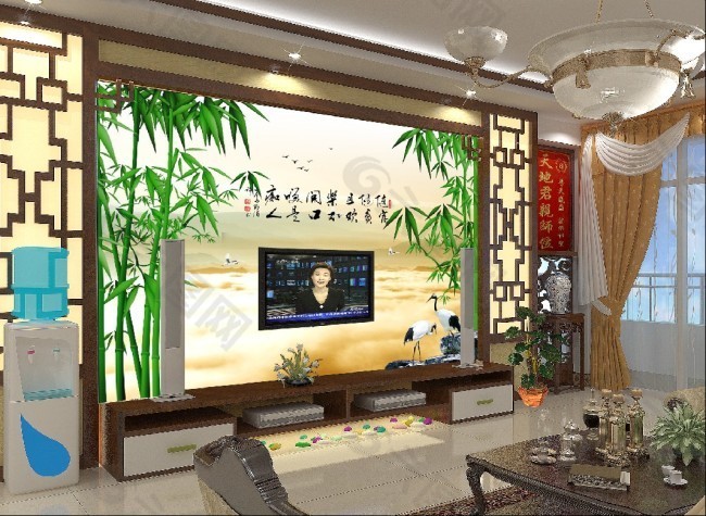 绿竹客厅电视背景墙图片