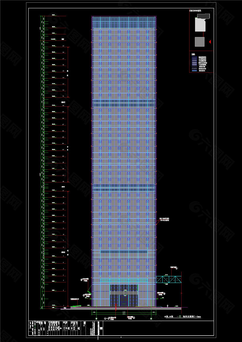 A栋B栋东立面图CAD图纸