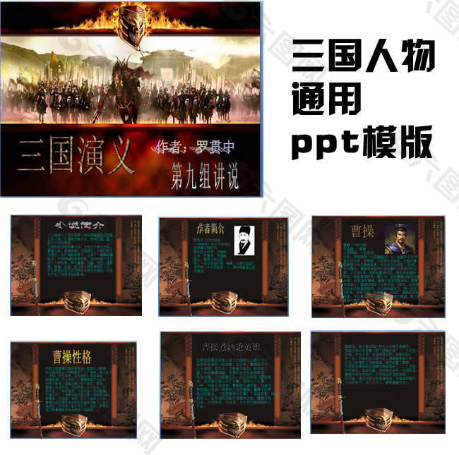 三国人物故事介绍ppt模版