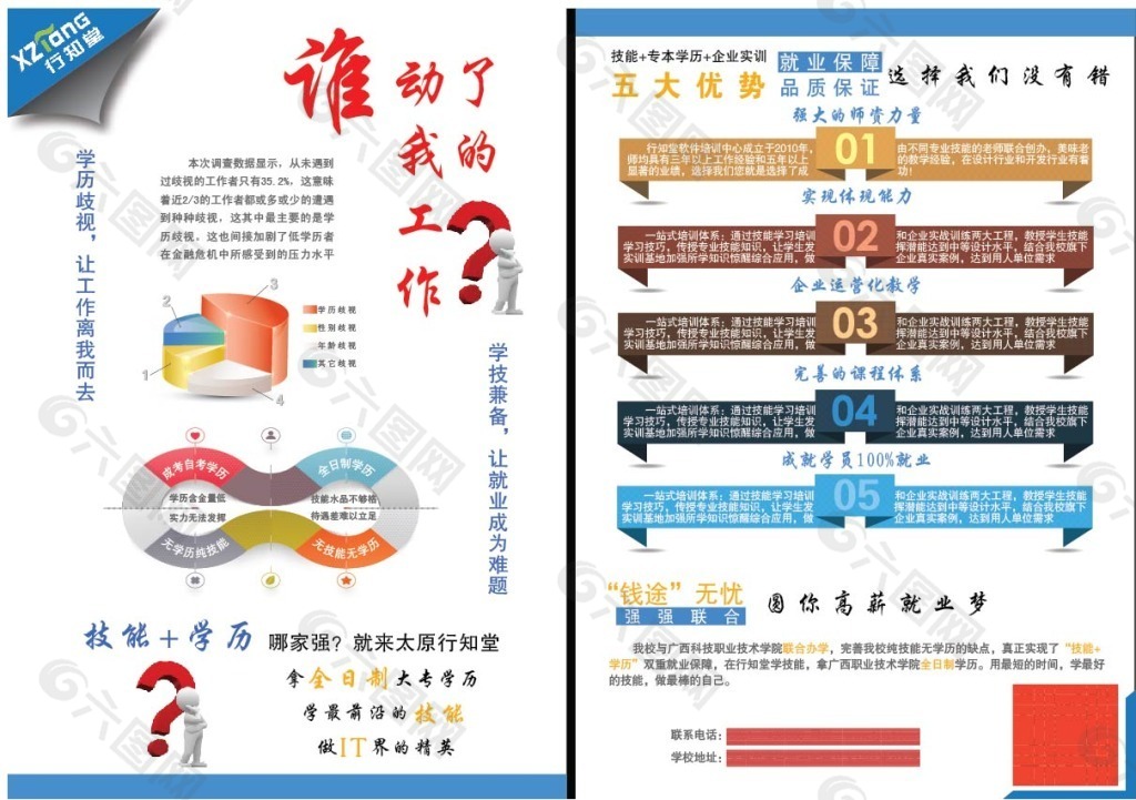 培训学校技能+学历宣传单页