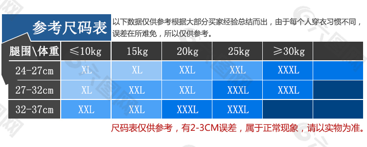 尺码表淘宝详情页参考尺码表