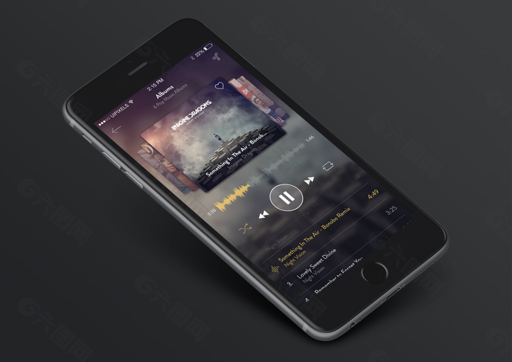 蘋果6音樂 app 界面設計下載網頁ui素材免費下載(圖片編號:5017453)-