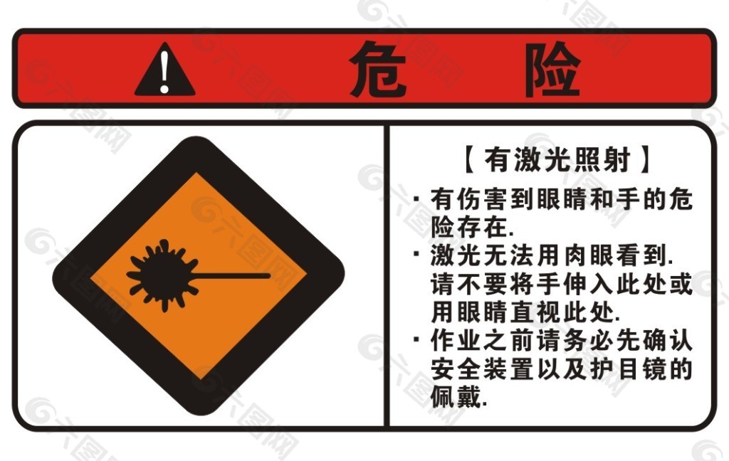 有激光照射 提示牌 微信提示 危险