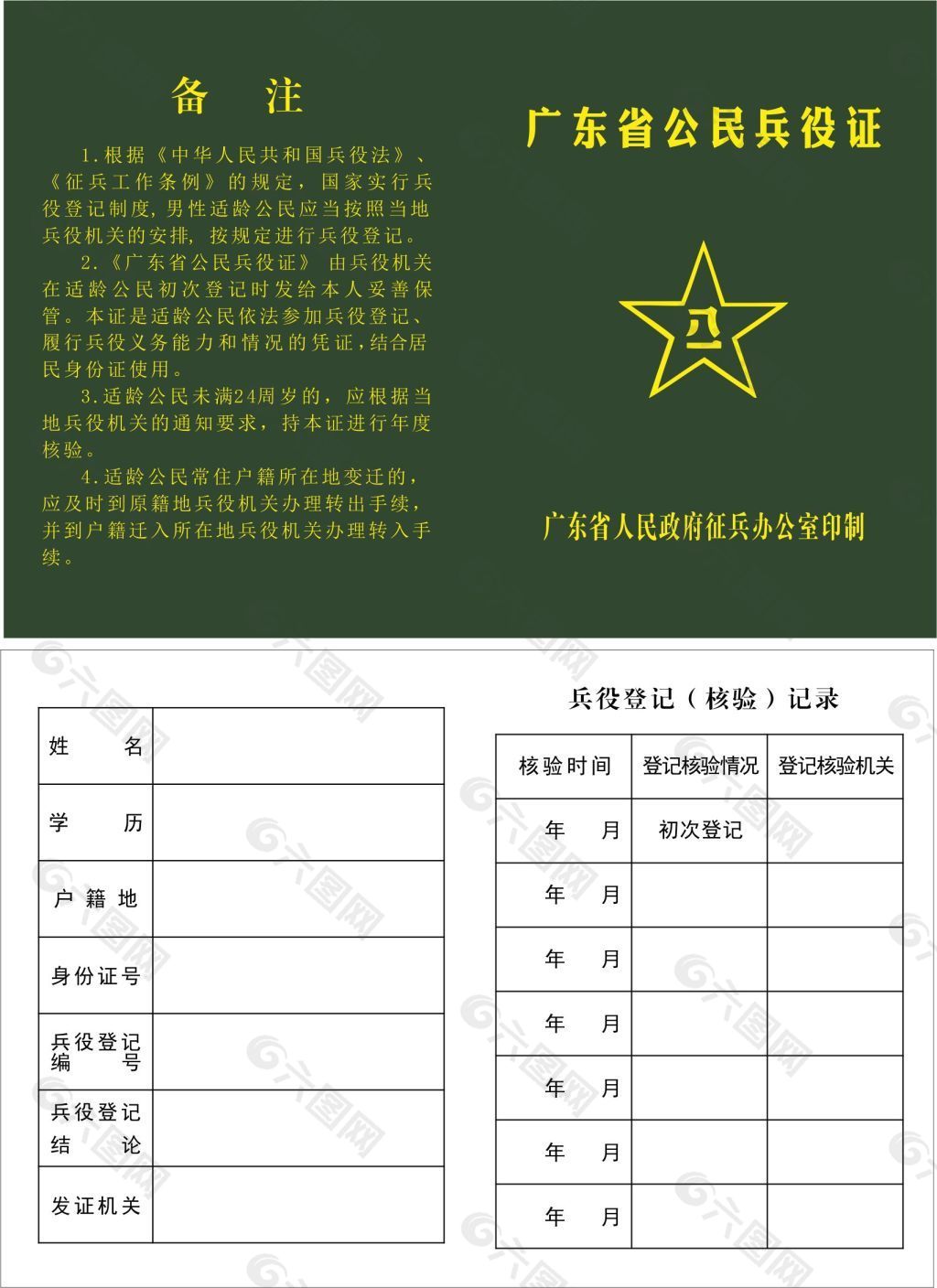 广东省公民兵役证