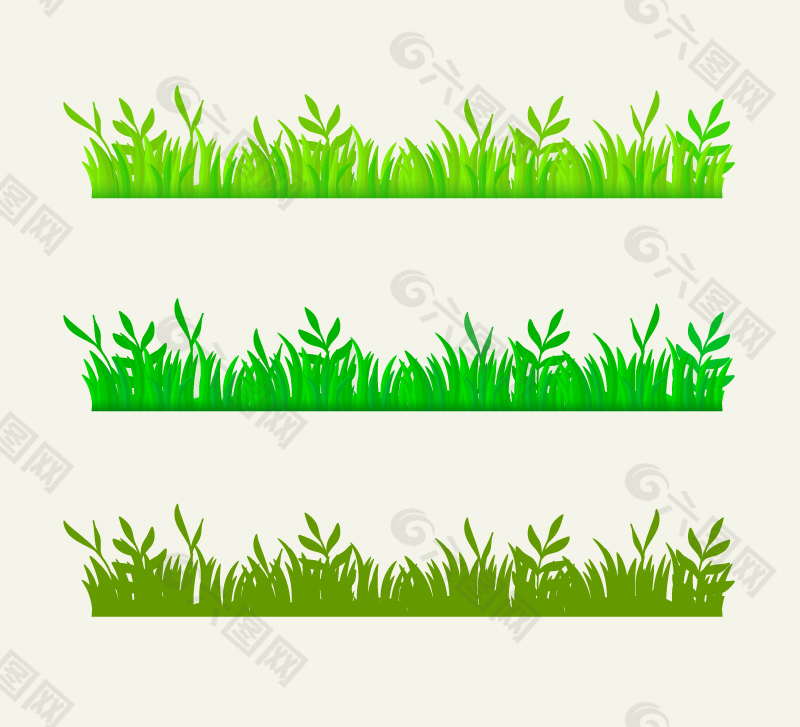 3款绿色草丛设计矢量