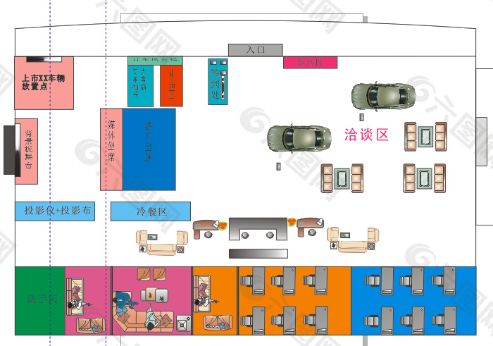 汽车上市发布会展厅布置图