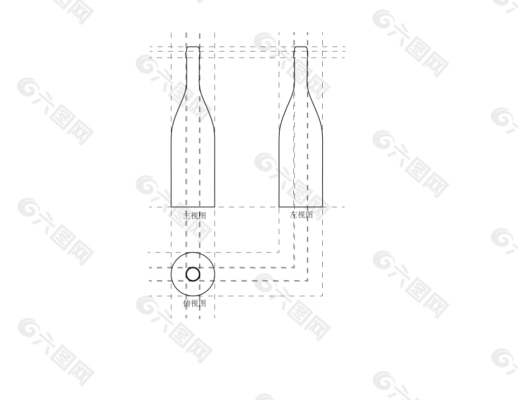 瓶型三视图设计元素素材免费下载(图片编号:5046927-六图网