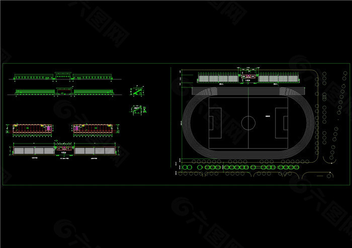 学校操场看台大样图CAD图纸