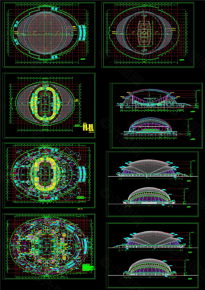 浙江省临海体育馆建筑图CAD图纸