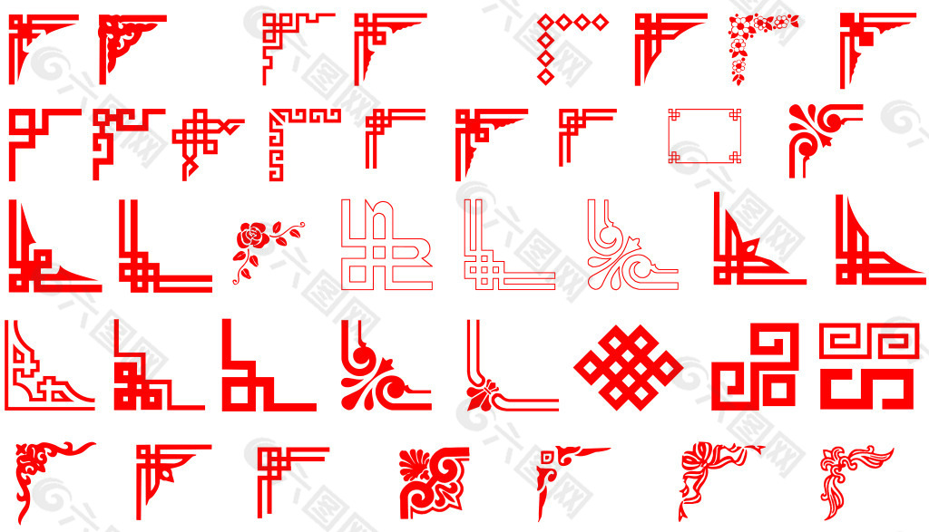 古典边框花纹 中国风素材 红色边框