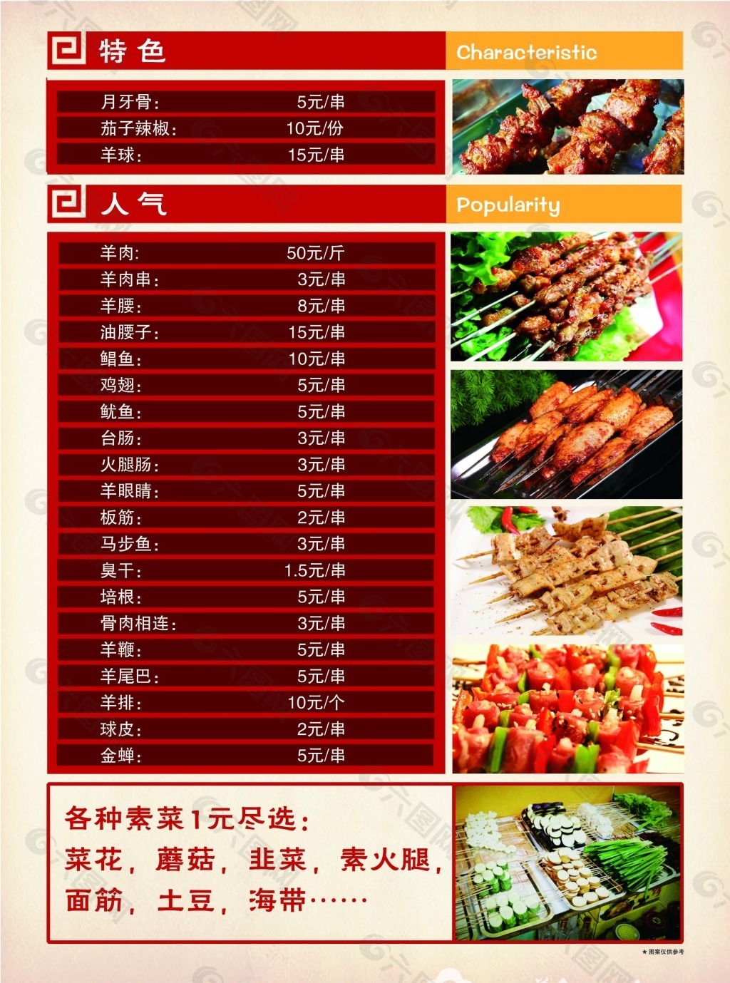 价目表