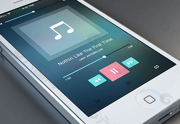 iOS7音乐播放器界面设计psd分层素材
