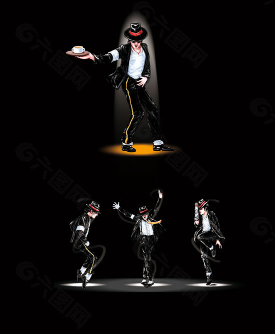 迈克杰克逊经典舞蹈舞步psd素材