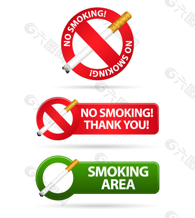 禁烟提示标贴矢量素材