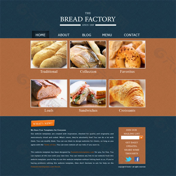经典国外面包网页设计psd素材