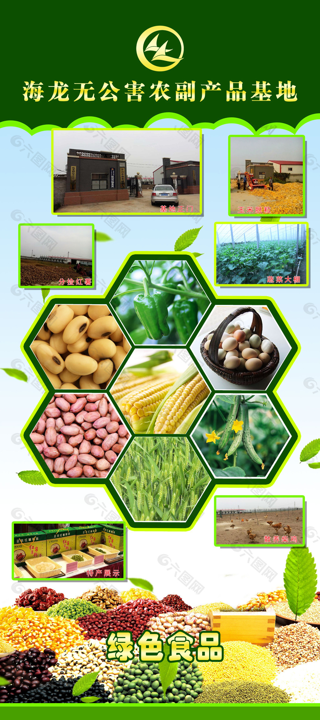 农业原生态基地绿色食品PSD素材