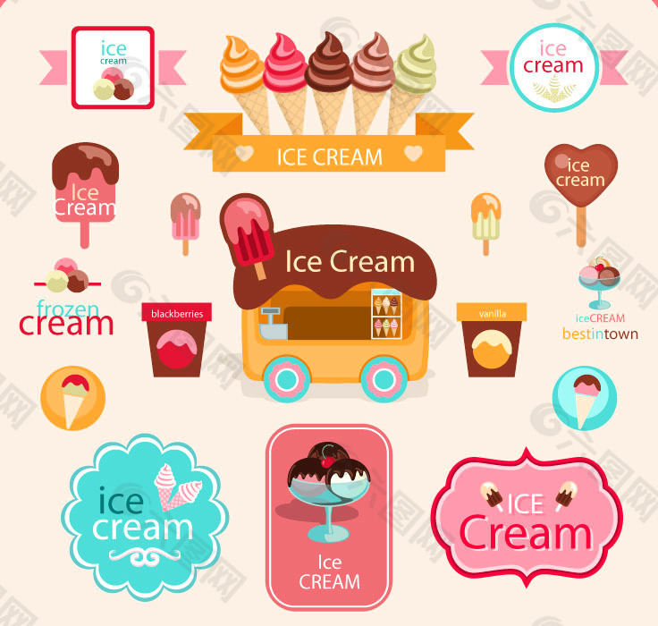 冰淇淋标签矢量素材