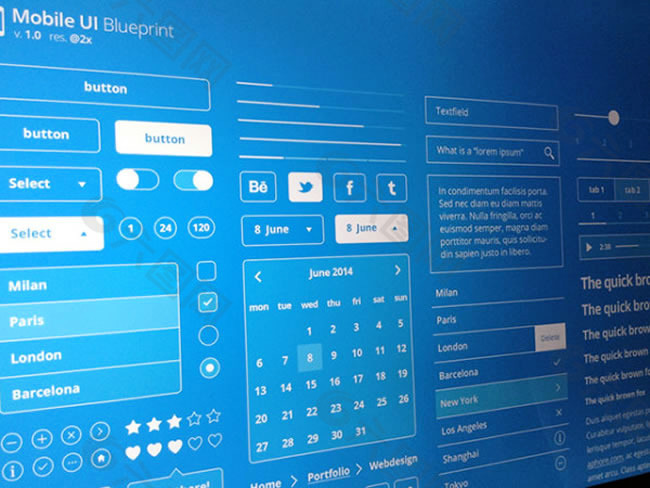 Blueprints手机UI工具包psd素材