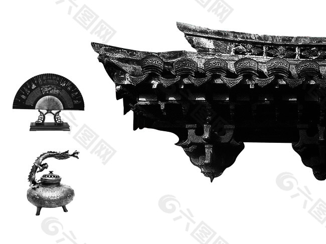 古典中国风屋檐图片psd分层素材