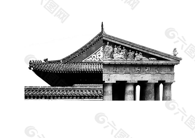 中国传统建筑屋檐psd分层素材