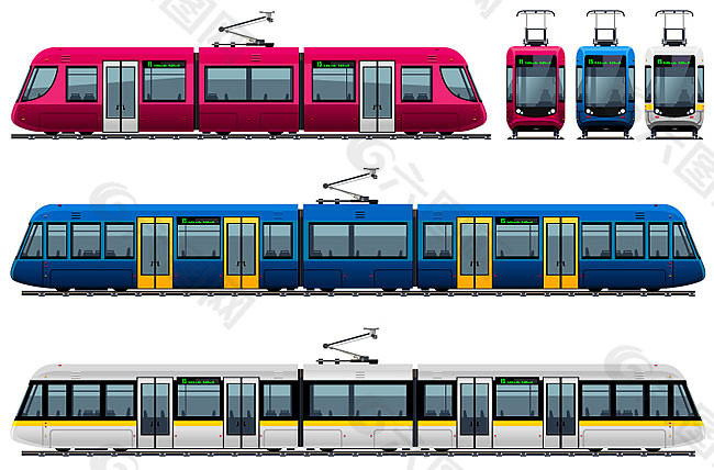 地铁有轨电车矢量素材
