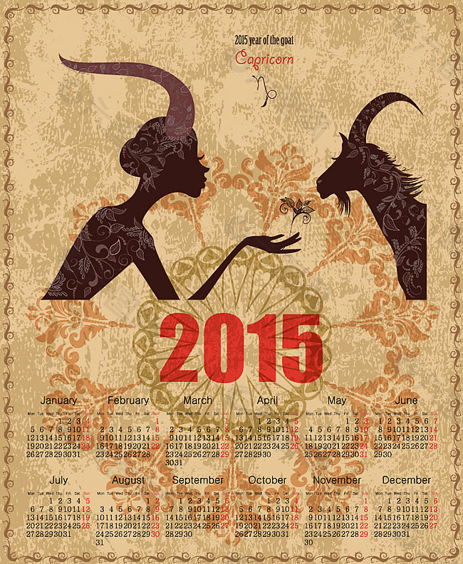 2015羊年年历设计矢量素材