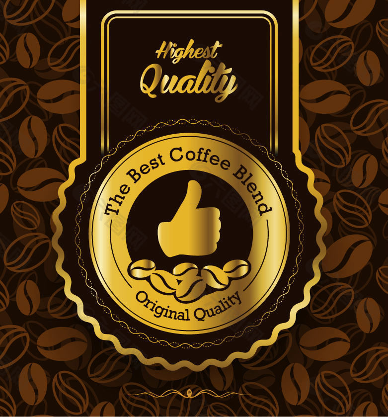 金色优质咖啡标签矢量素材