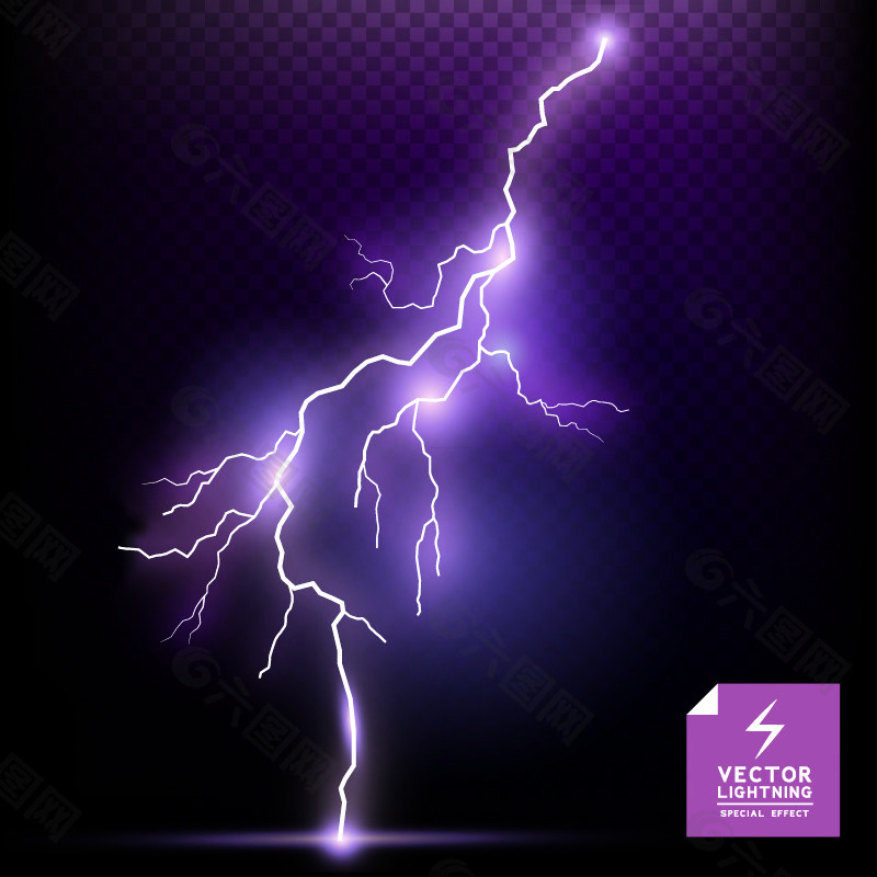 精美紫色闪电矢量素材