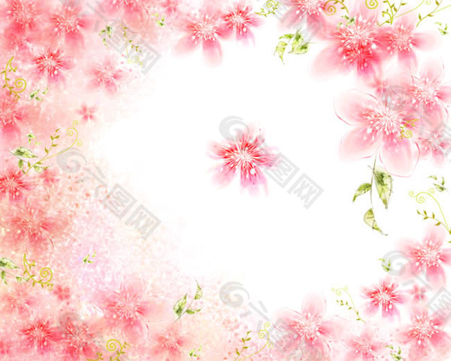 粉色桃花背景图片PSD分层素材