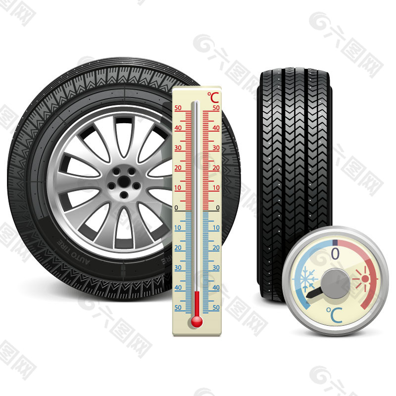 轮胎胎压检测表矢量素材