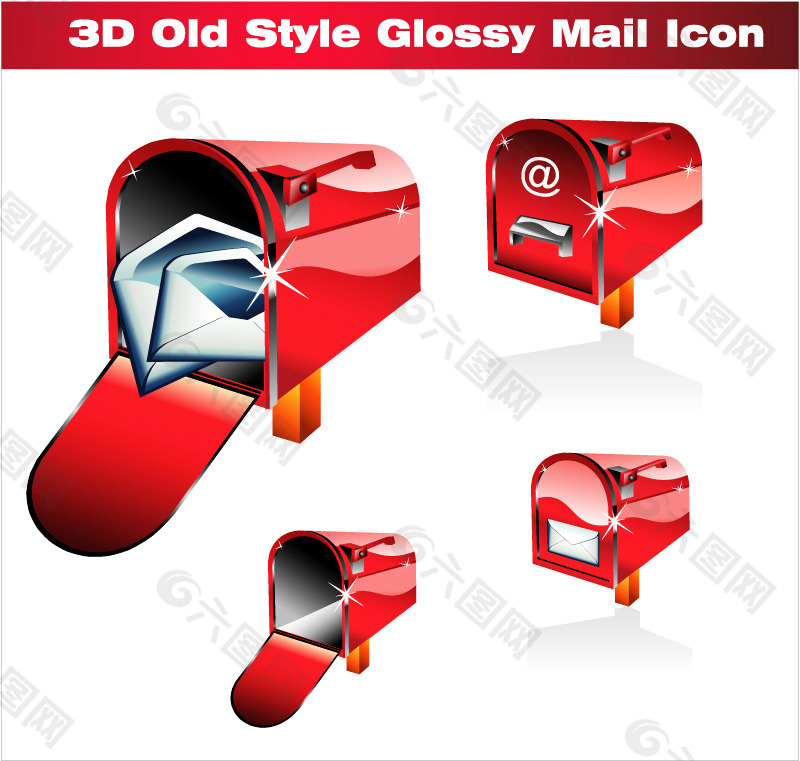 红色3D邮箱图标矢量素材