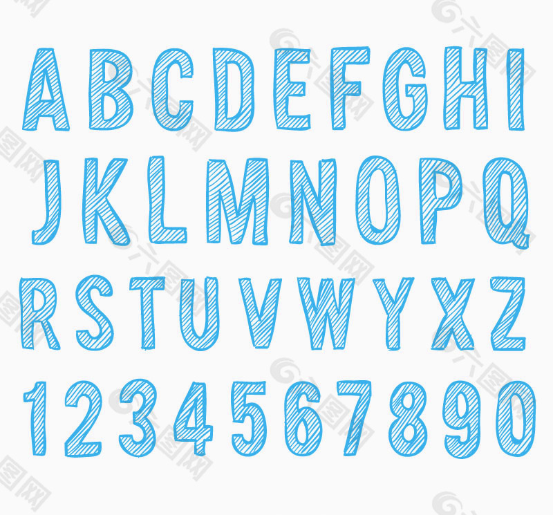 清新蓝字母设计矢量素材