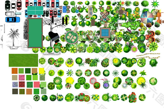 小区绿化设施效果图PSD素材