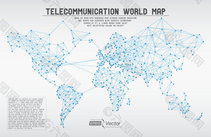 全球信息网络地图矢量素材