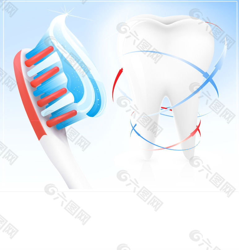 牙齿与牙刷设计矢量素材