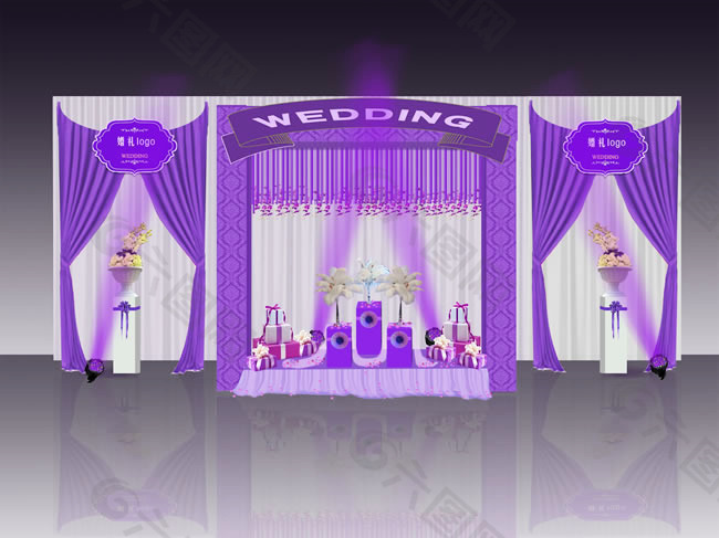 婚礼舞台布置效果图PSD素材