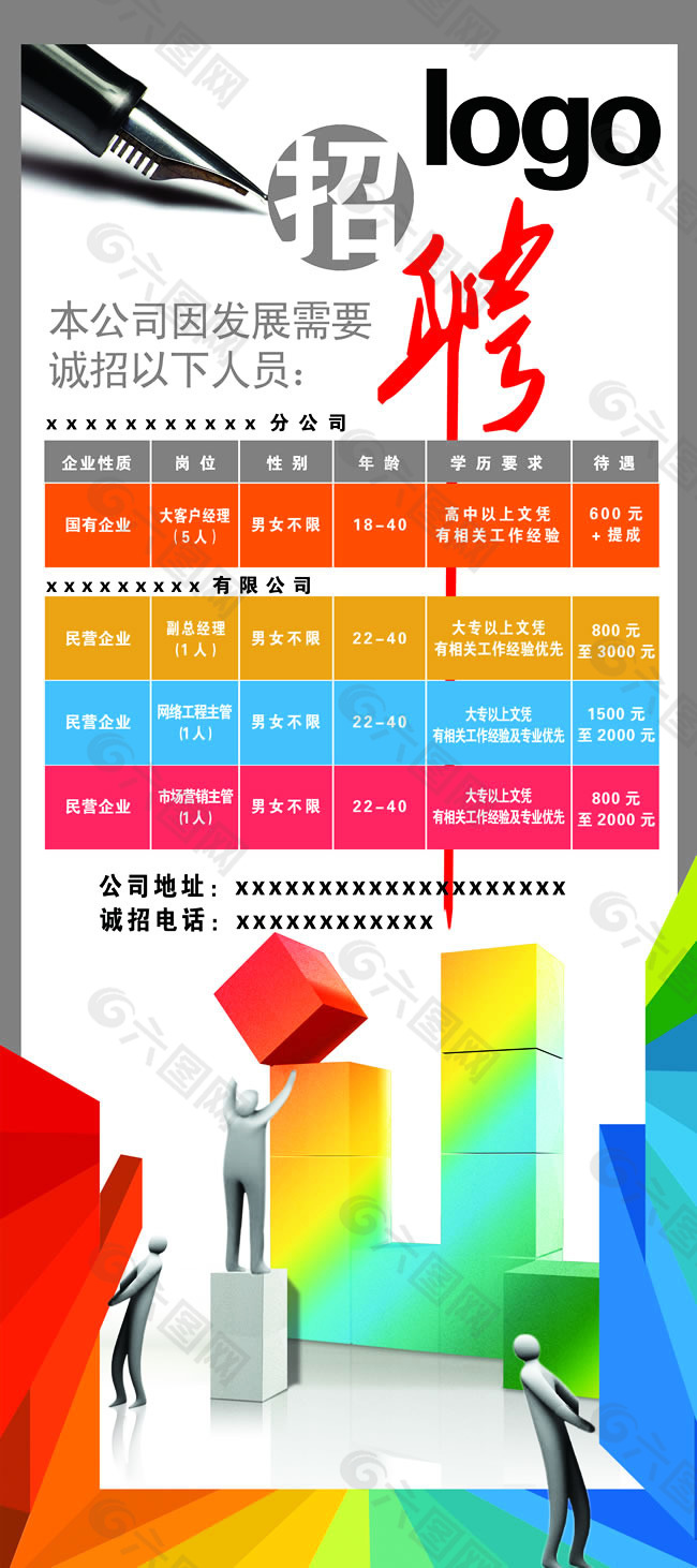 公司招聘x展架模板PSD素材