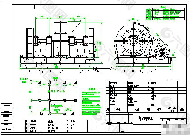 笼式粉碎机CAD图纸