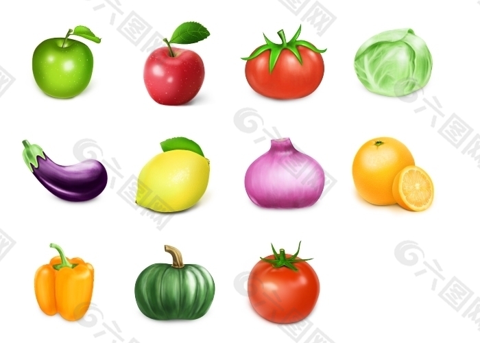 新鲜水果蔬菜图标下载