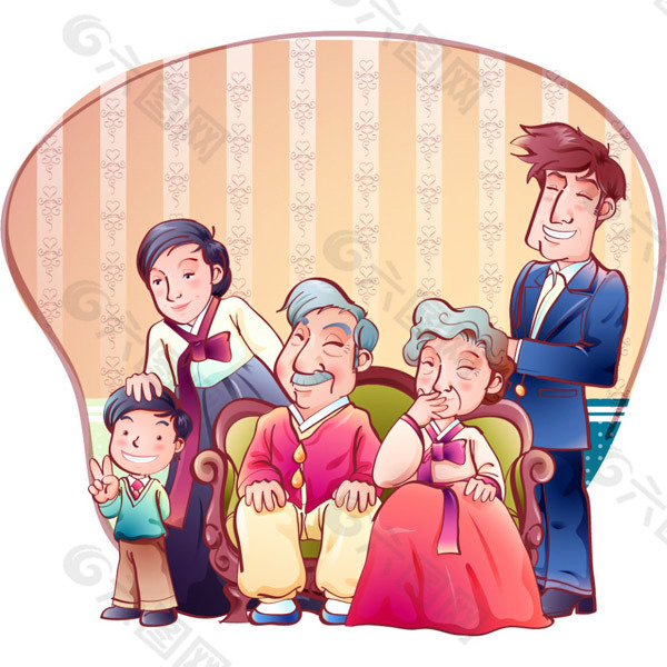 传统韩国一家人