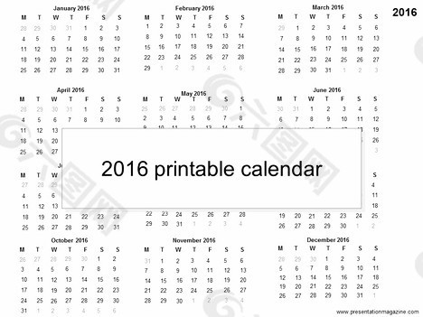 2016打印日历模板
