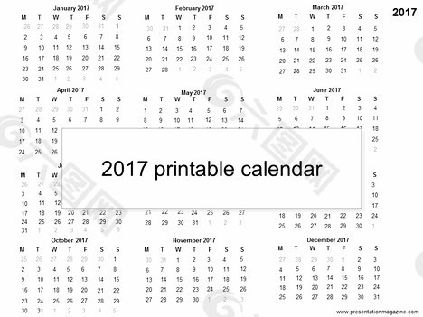 2017打印日历模板