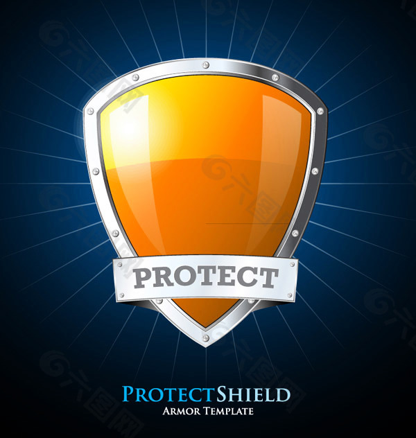 创意橙色保护盾