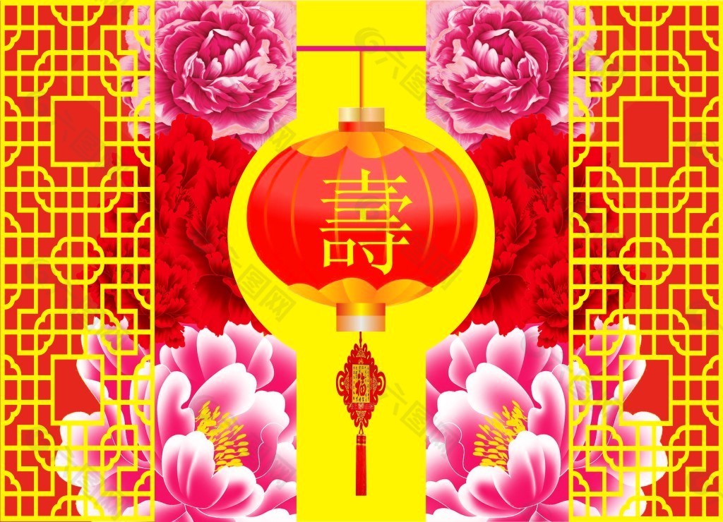 花团锦簇庆寿图