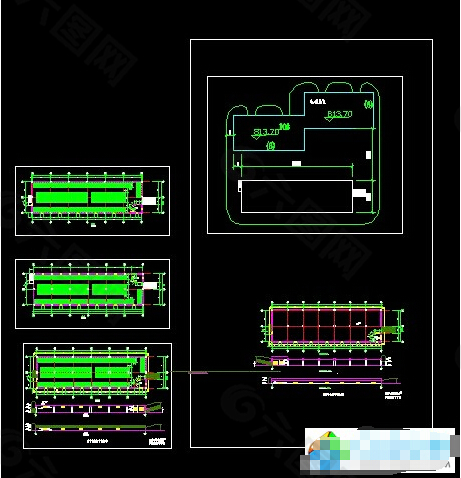 自行车车棚建筑施工图