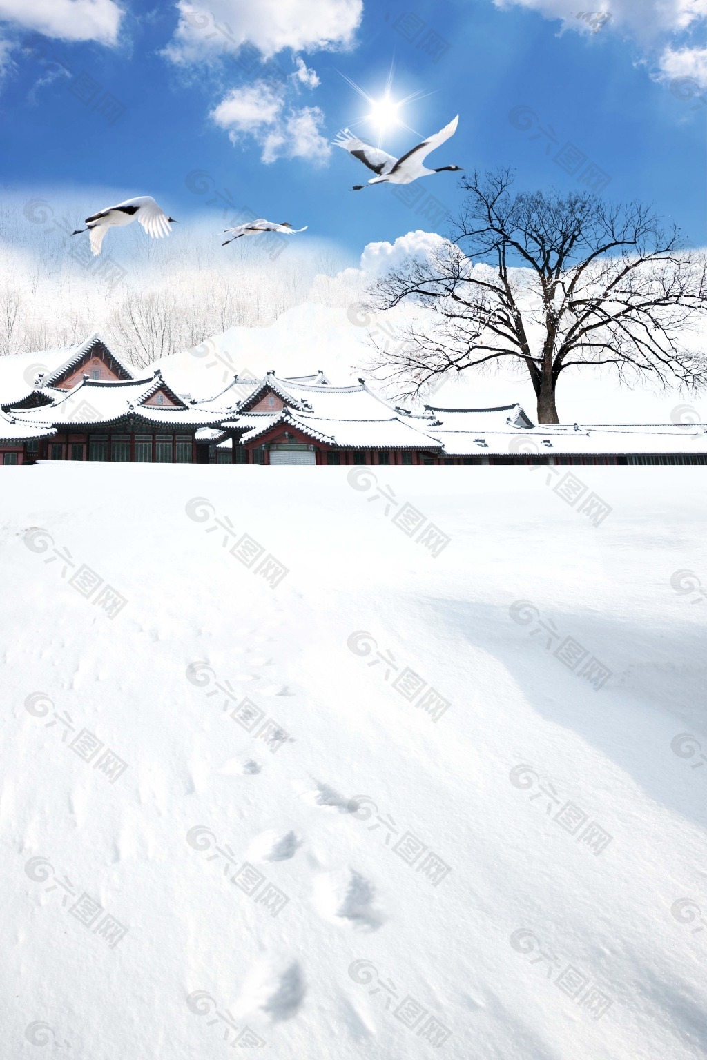 雪地里的小屋