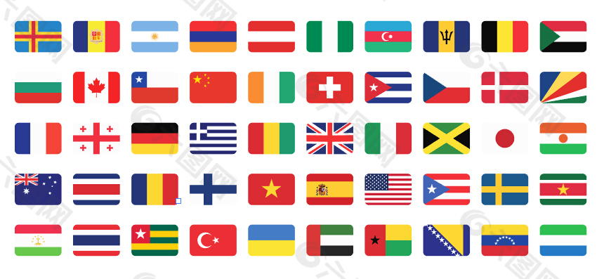 50个国家的国旗矢量图
