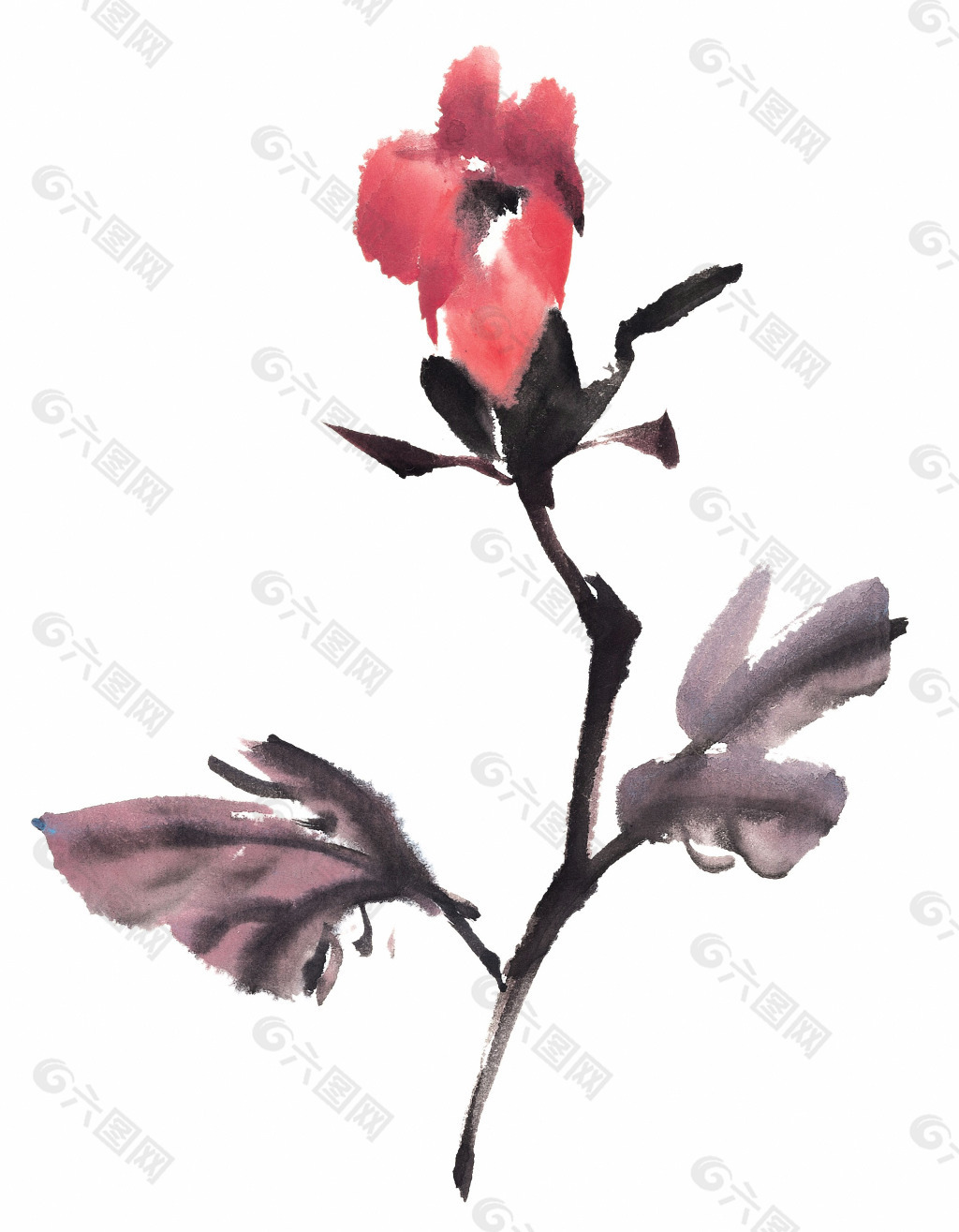 玫瑰花水墨画装饰装修素材免费下载 图片编号 六图网
