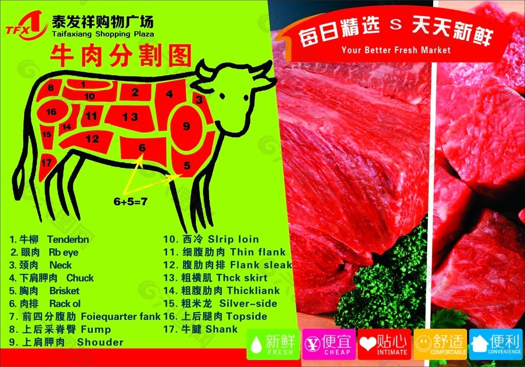 牛肉肉类分割图