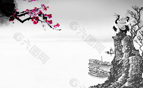 淡雅中国水墨画背景图片平面广告素材免费下载 图片编号 六图网